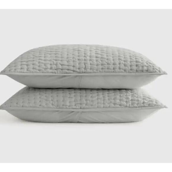 Quince European Linen Cotton Stitch Quilted King Sham Set Mist NWOT - Picture 1 of 3